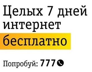 Неделя интернета бесплатно на Билайн!